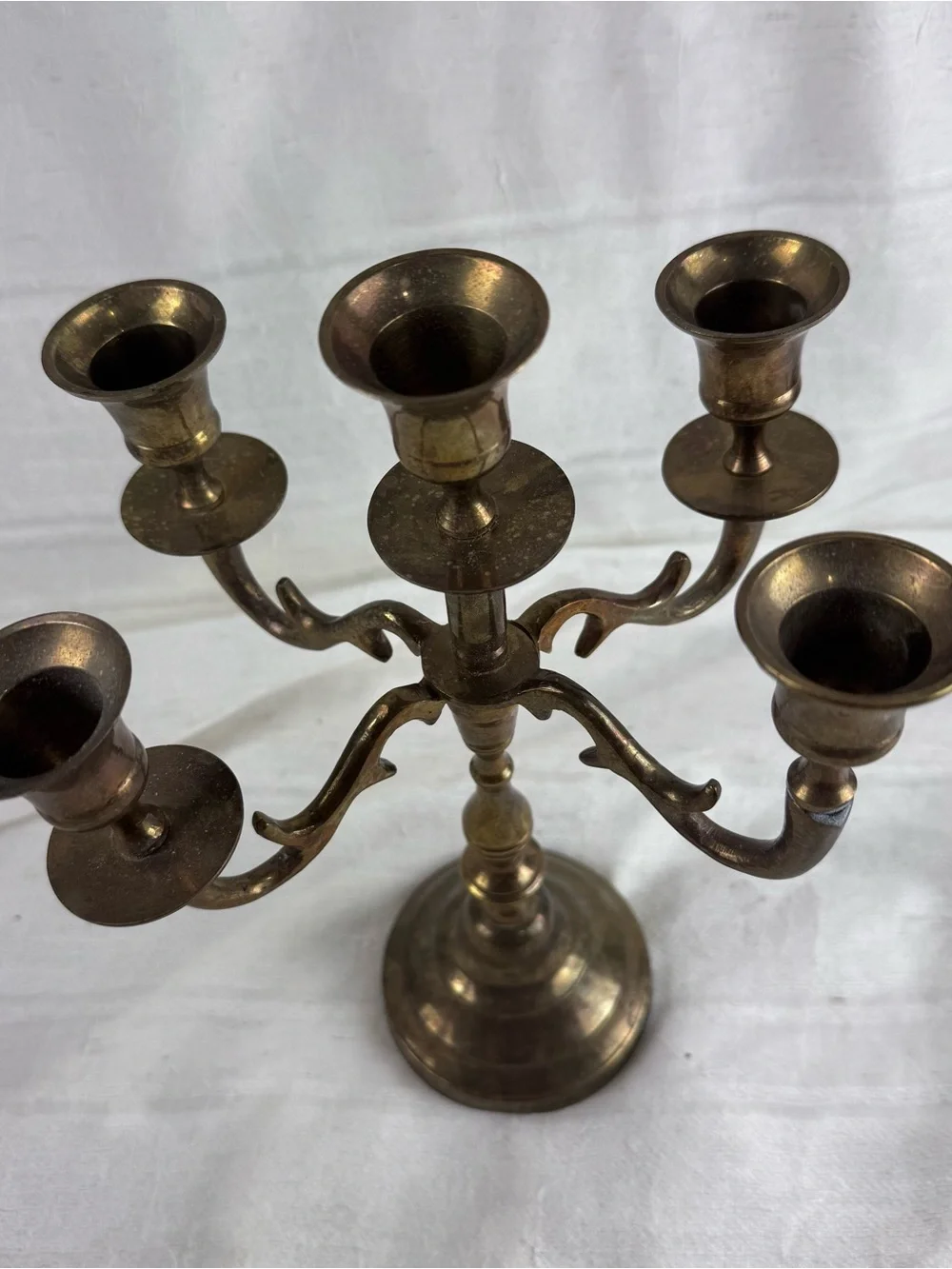 Pair of Vintage Brass 5-Arm Candelabra Candle Holders Circa 1994  Hosley Int’l